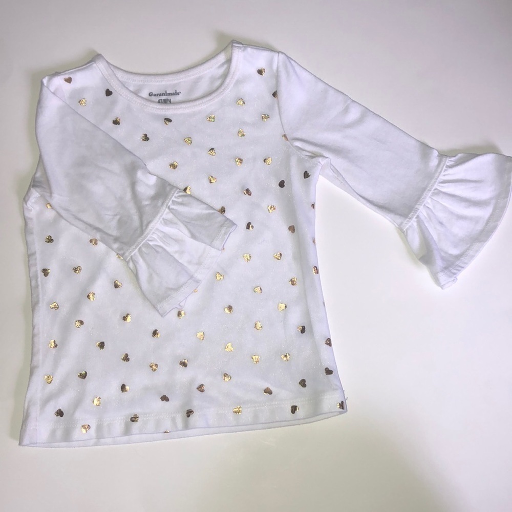 GARANIMALS girls shirt. White w/gold hearts 4T🛍